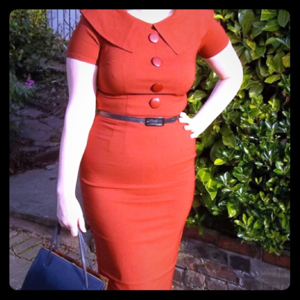 Bettie Page Rita Dress in burnt orange - Picture 2 of 6